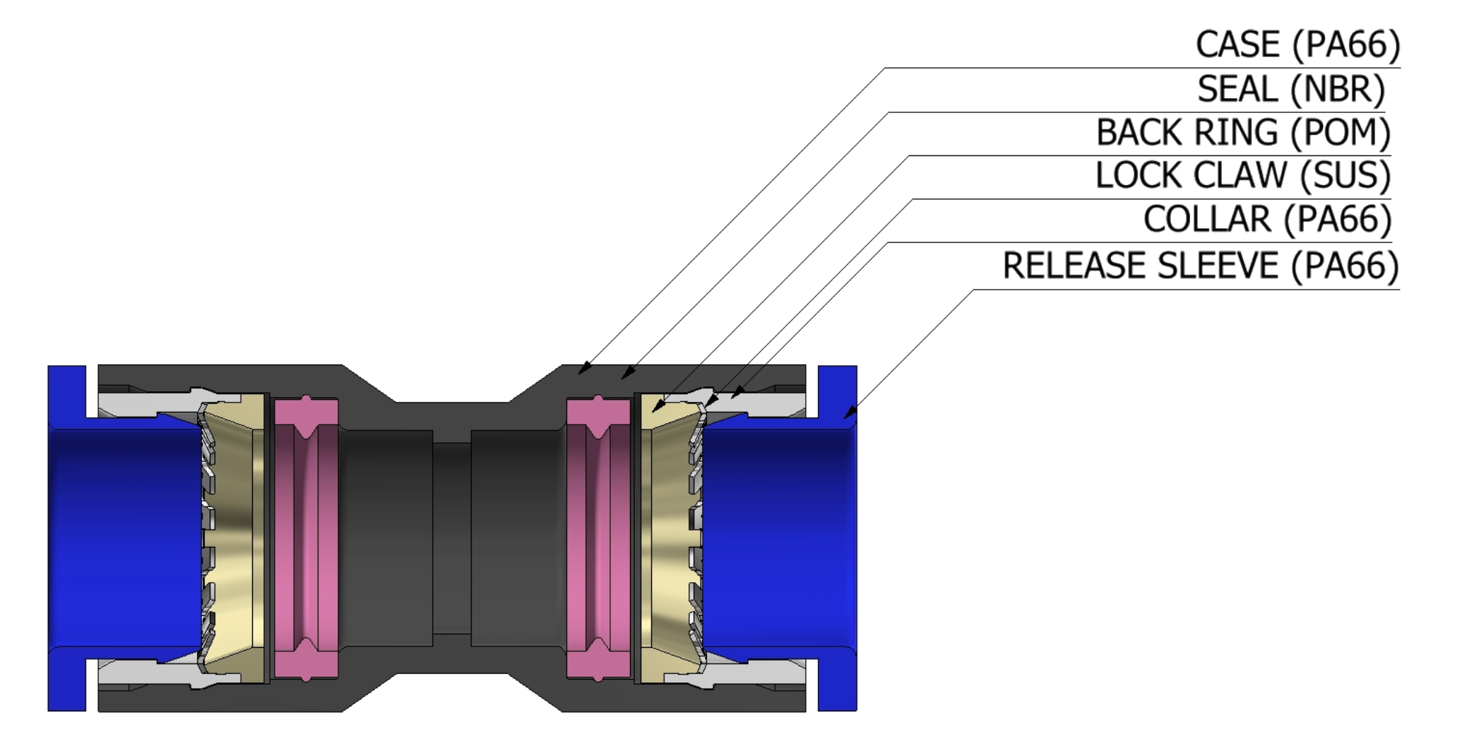 Sơ đồ cấu tạo chi tiết của Đầu Nối Nhanh Khí Nén CDC MPG