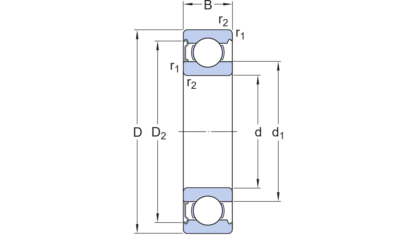 bản vẽ kỹ thuật chi tiết vòng bi SKF 6209-2RS1