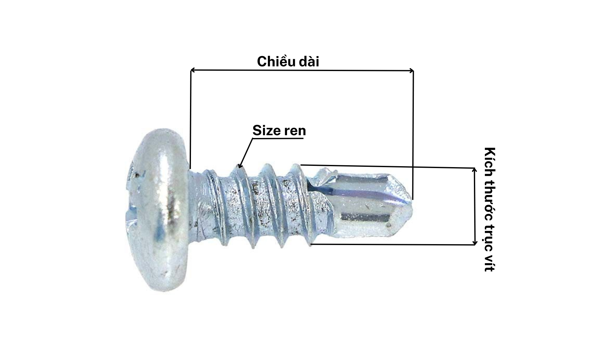 Đặc điểm của Vít Đuôi Cá Dù Thép Xi