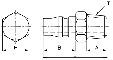 Bản vẽ kỹ thuật của khớp nối nhanh khí nén CDC PM Type