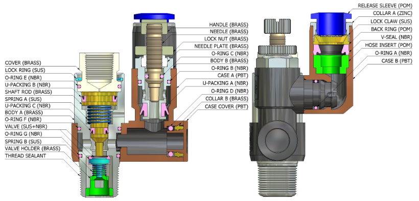 Sơ đồ cấu tạo chi tiết của Van Tiết Lưu Khí Nén CDC PVSC