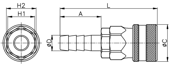 Bản vẽ kỹ thuật của khớp nối nhanh khí nén CDC SH Type