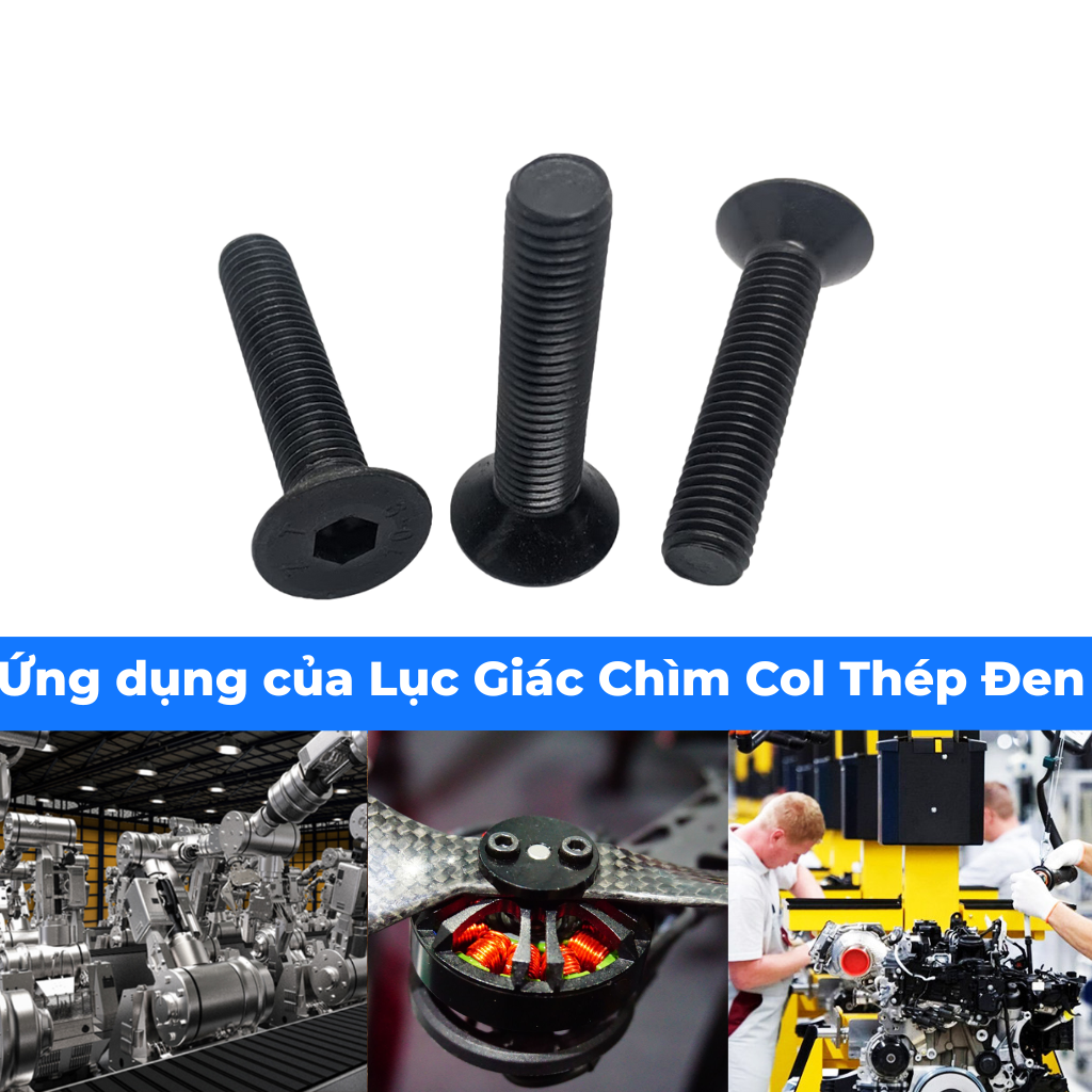 Lục Giác Chìm Col Thép Đen 10.9 DIN7991 M5x12 - Ảnh 5