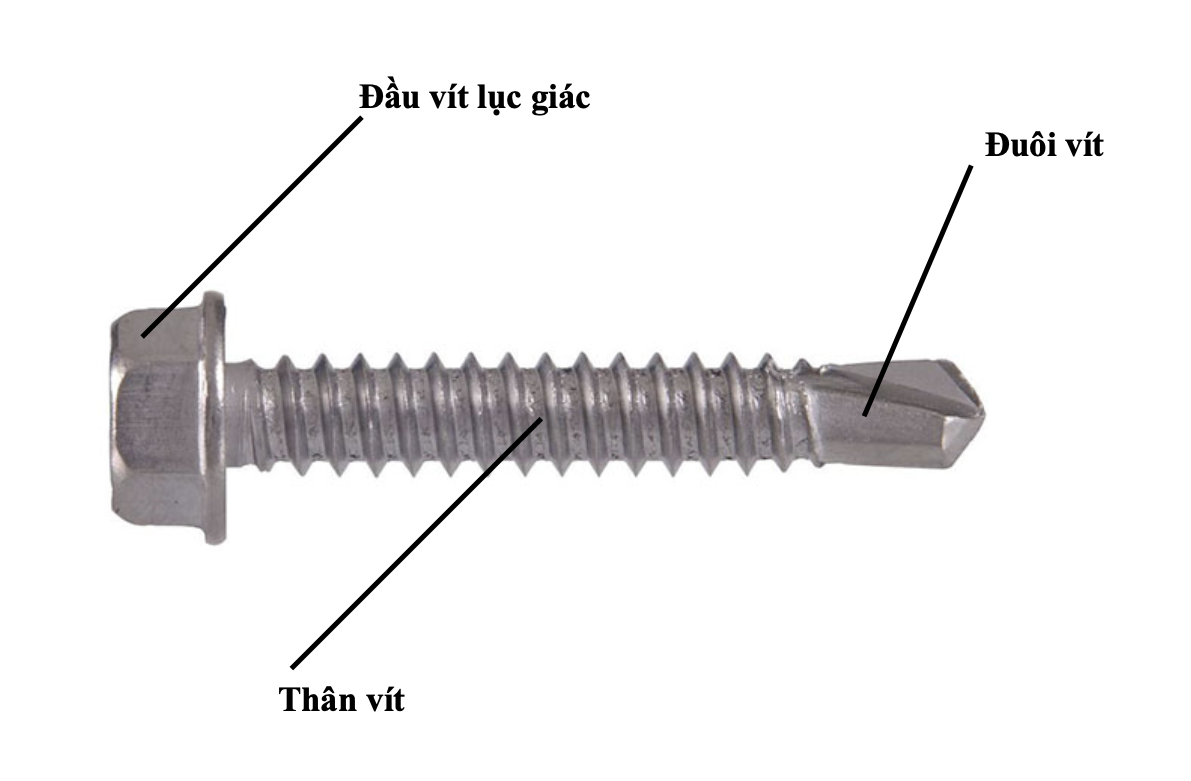 Cấu tạo chi tiết vít tự khoan Inox 410