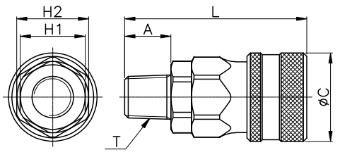 Bản vẽ kỹ thuật của khớp nối nhanh khí nén CDC SM Type