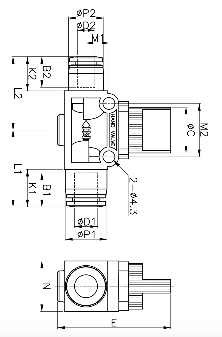 Bản vẽ kỹ thuật của Van Khóa Tay Khí Nén CDC HVU