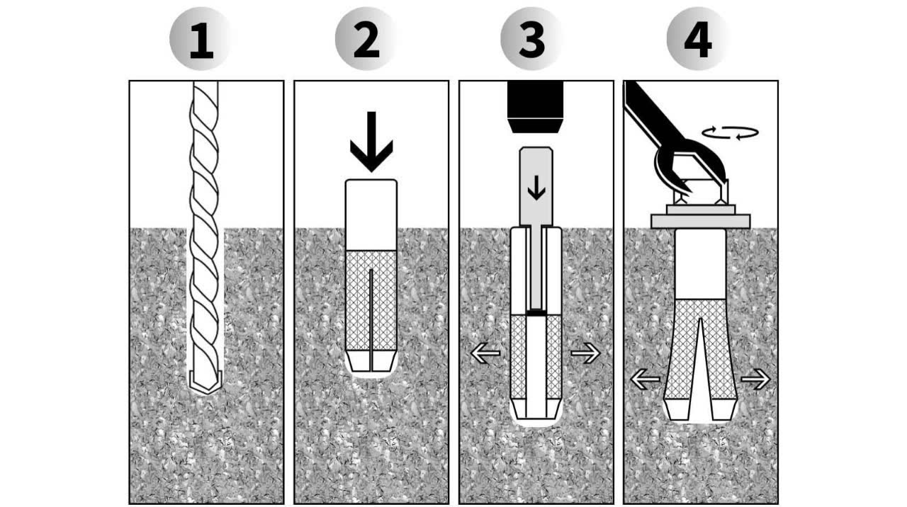 Hướng dẫn lắp đặt tắc kê đạn inox: khoan lỗ, đóng đạn nở, siết ty ren dễ dàng.