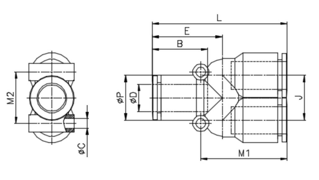 Bản vẽ kỹ thuật của Đầu Nối Nhanh Khí Nén CDC MPY