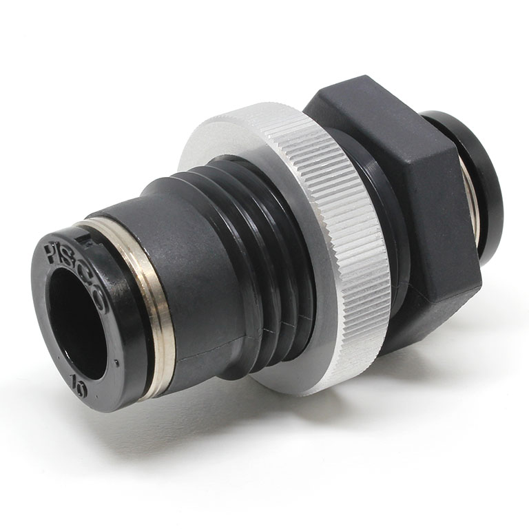 Đầu Nối Nhanh Khí Nén Dạng Thẳng Ren Ngoài Lắp Kẹp Vách Pisco PMP10-C