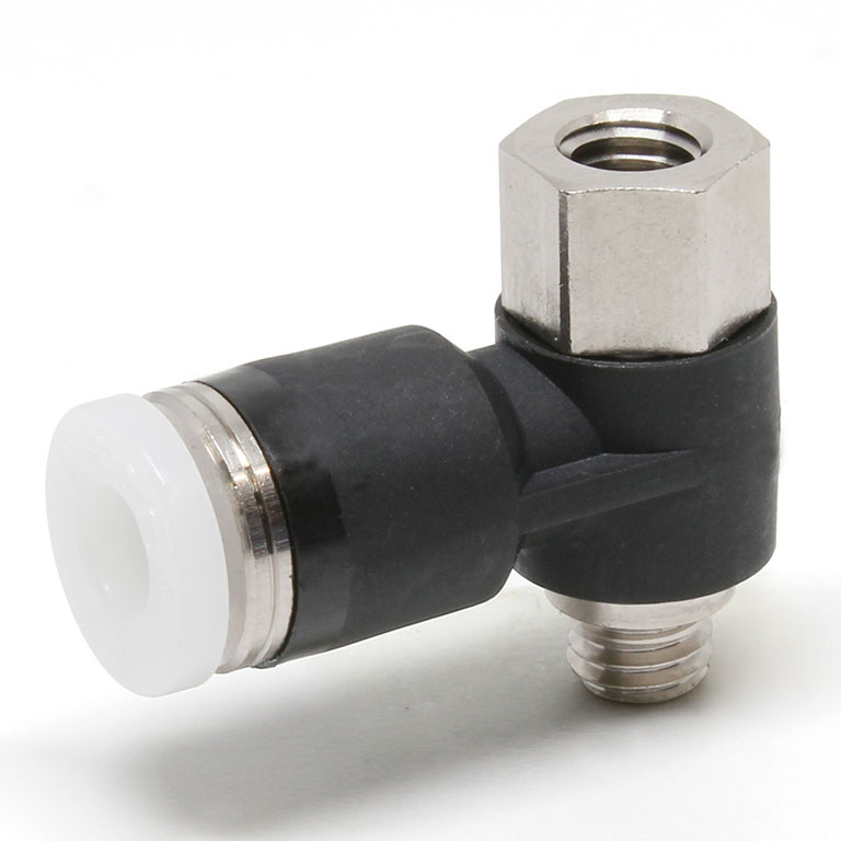 Đầu Nối Nhanh Khí Nén Cong 90° Đầu Lục Giác Trụ Ren Đực Cái Pisco PHF5/32-M5