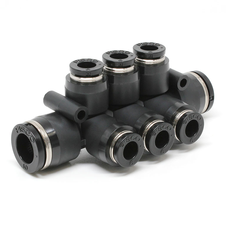 Đầu Nối Nhanh Khí Nén Chữ T 8 Ngã Dạng Nối Giảm Pisco PKVG10-6W