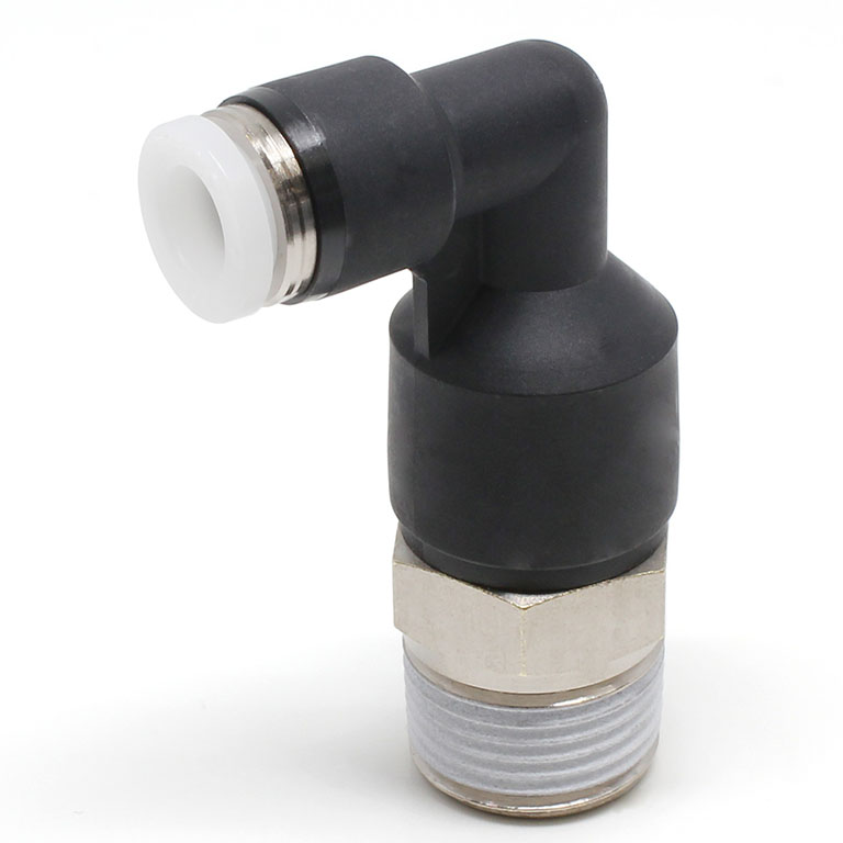 Đầu Nối Nhanh Khí Nén Dạng Cong 90° Ren Ngoài (Dài) Pisco PLL1/4-03W