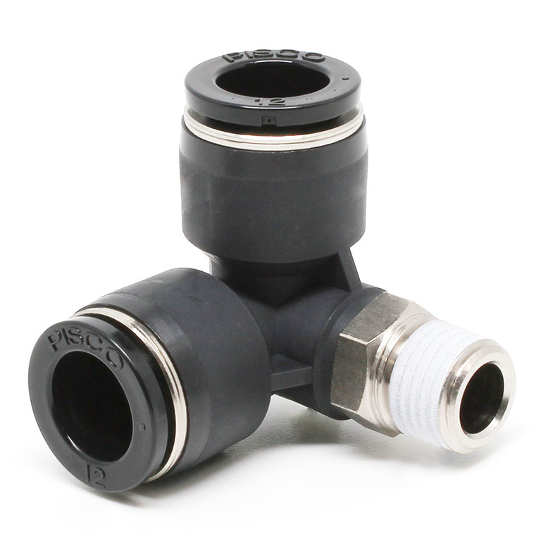 Đầu Nối Nhanh Khí Nén Hai Nhánh Chạc Ba Cong 90° Ren Ngoài Pisco PVX1/2-N2U