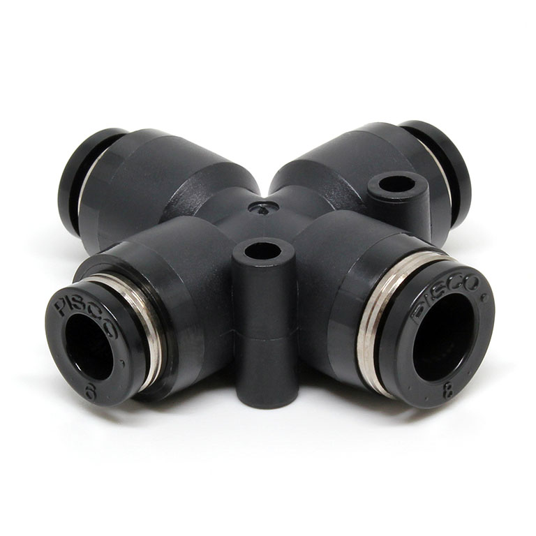 Đầu Nối Nhanh Khí Nén Ngã 4 Dạng Nối Giảm Pisco PZC8-6W