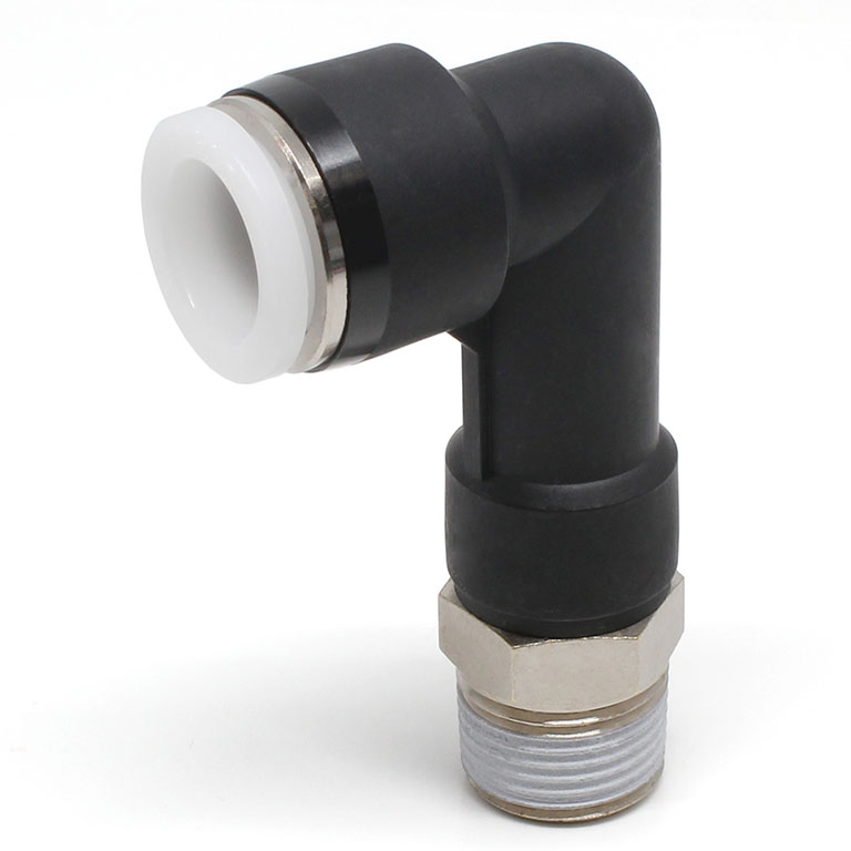 Đầu Nối Nhanh Khí Nén Dạng Cong 90° Ren Ngoài (Dài) Pisco PLL1/2-03W