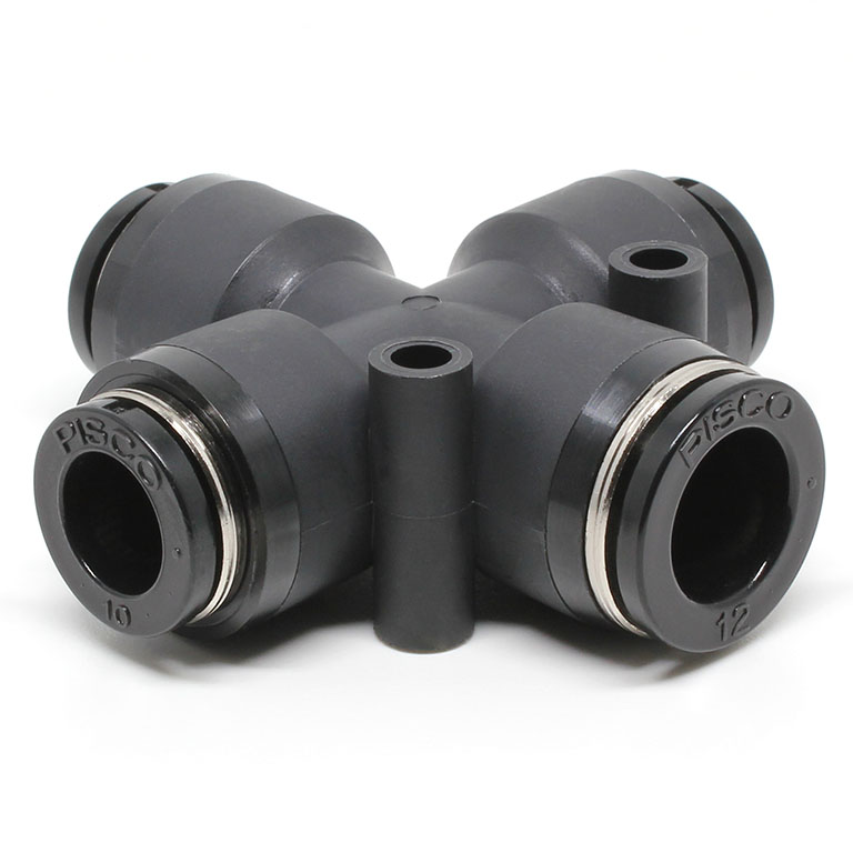 Đầu Nối Nhanh Khí Nén Ngã 4 Dạng Nối Giảm Pisco PZC12-10