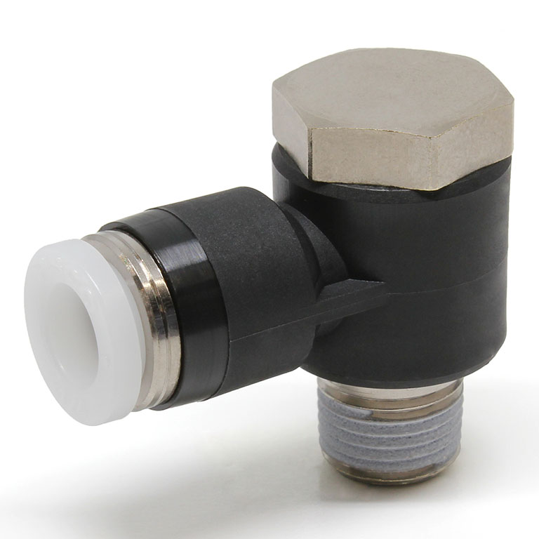 Alternative view of Đầu Nối Nhanh Khí Nén Cong 90° Đầu Lục Giác Trụ Ren Ngoài Pisco PH1/4-N1U