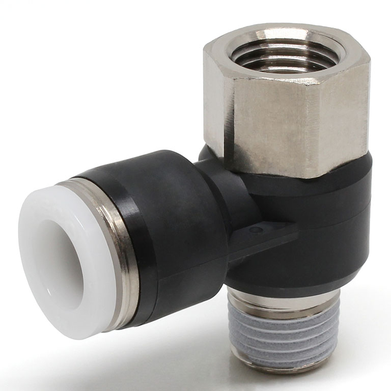 Đầu Nối Nhanh Khí Nén Cong 90° Đầu Lục Giác Trụ Ren Đực Cái Pisco PHF3/8-02