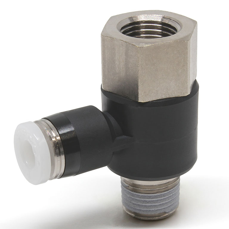 Đầu Nối Nhanh Khí Nén Cong 90° Đầu Lục Giác Trụ Ren Đực Cái Pisco PHF5/32-01