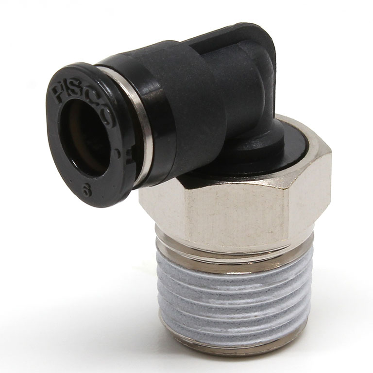 Alternative view of Đầu Nối Nhanh Khí Nén Dạng Cong 90° Ren Ngoài Pisco PL8-03M