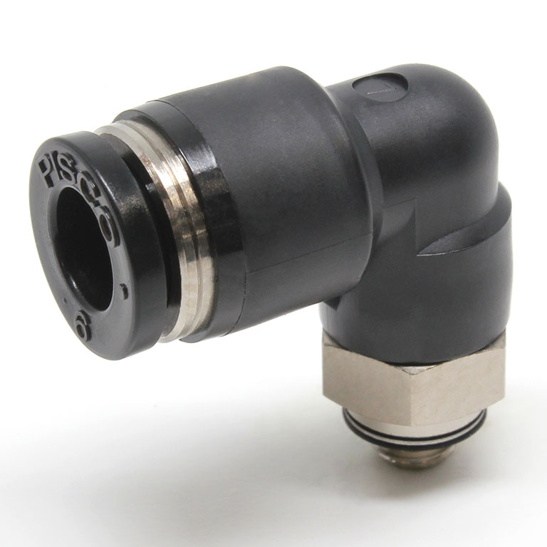 Đầu Nối Nhanh Khí Nén Dạng Cong 90° Ren Ngoài Pisco PL6-N0UW