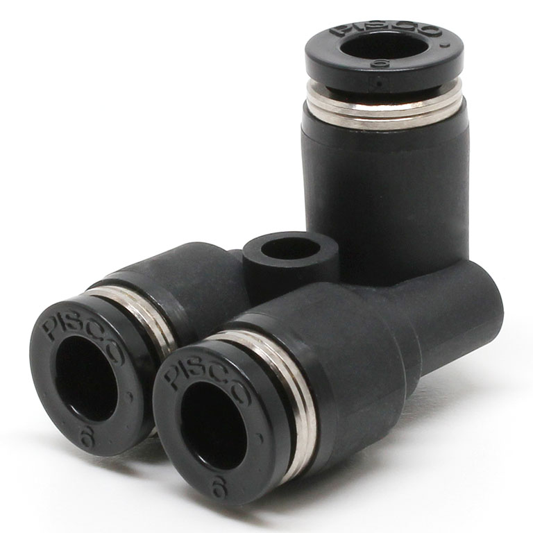 Đầu Nối Nhanh Khí Nén Ba Ngã Cong 90° Pisco PAU6-C