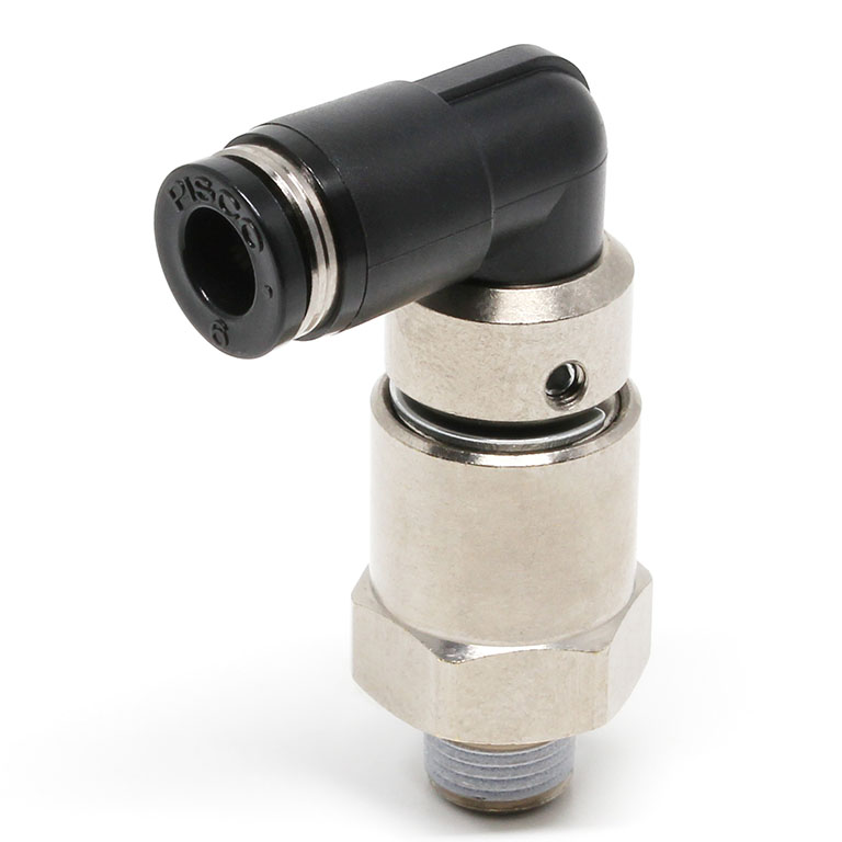 Alternative view of Đầu Nối Nhanh Khí Nén Dạng Cong 90° Ren Ngoài Có Khớp Xoay Tốc Độ Cao Pisco RHL6-01