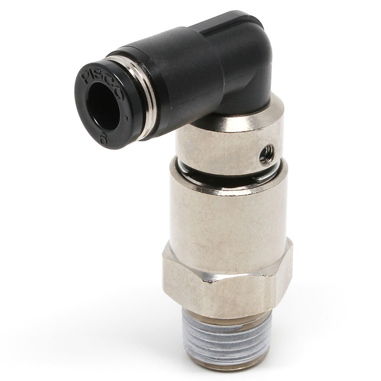 Alternative view of Đầu Nối Nhanh Khí Nén Dạng Cong 90° Ren Ngoài Có Khớp Xoay Tốc Độ Cao Pisco RHL6-02