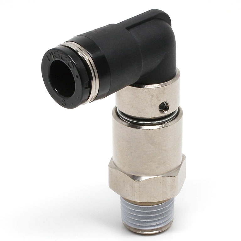 Alternative view of Đầu Nối Nhanh Khí Nén Dạng Cong 90° Ren Ngoài Có Khớp Xoay Tốc Độ Cao Pisco RHL8-02