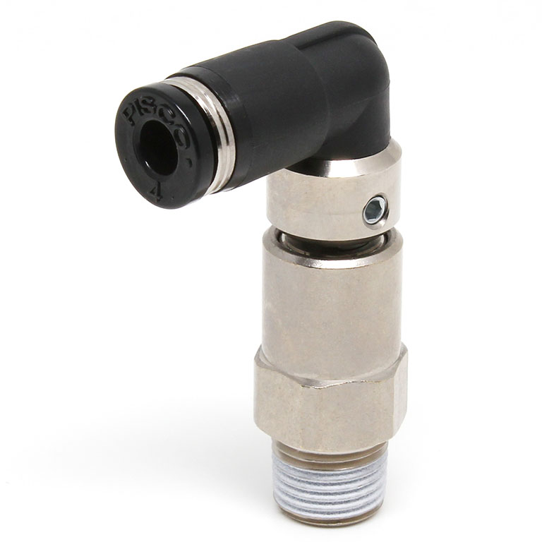 Alternative view of Đầu Nối Nhanh Khí Nén Dạng Cong 90° Ren Ngoài Có Khớp Xoay Tốc Độ Cao Pisco RHL4-01