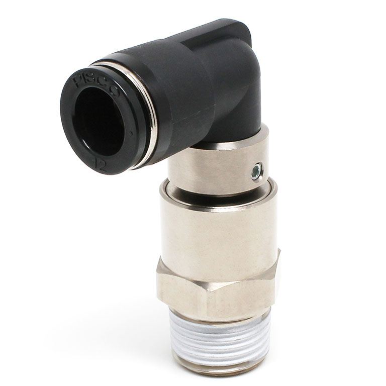 Alternative view of Đầu Nối Nhanh Khí Nén Dạng Cong 90° Ren Ngoài Có Khớp Xoay Tốc Độ Cao Pisco RHL12-04