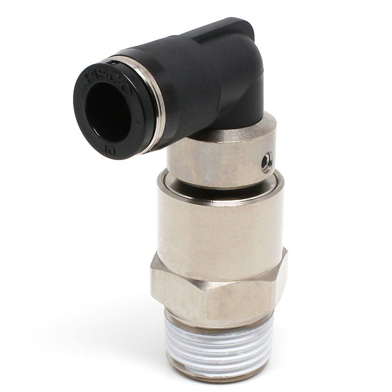 Alternative view of Đầu Nối Nhanh Khí Nén Dạng Cong 90° Ren Ngoài Có Khớp Xoay Tốc Độ Cao Pisco RHL10-04