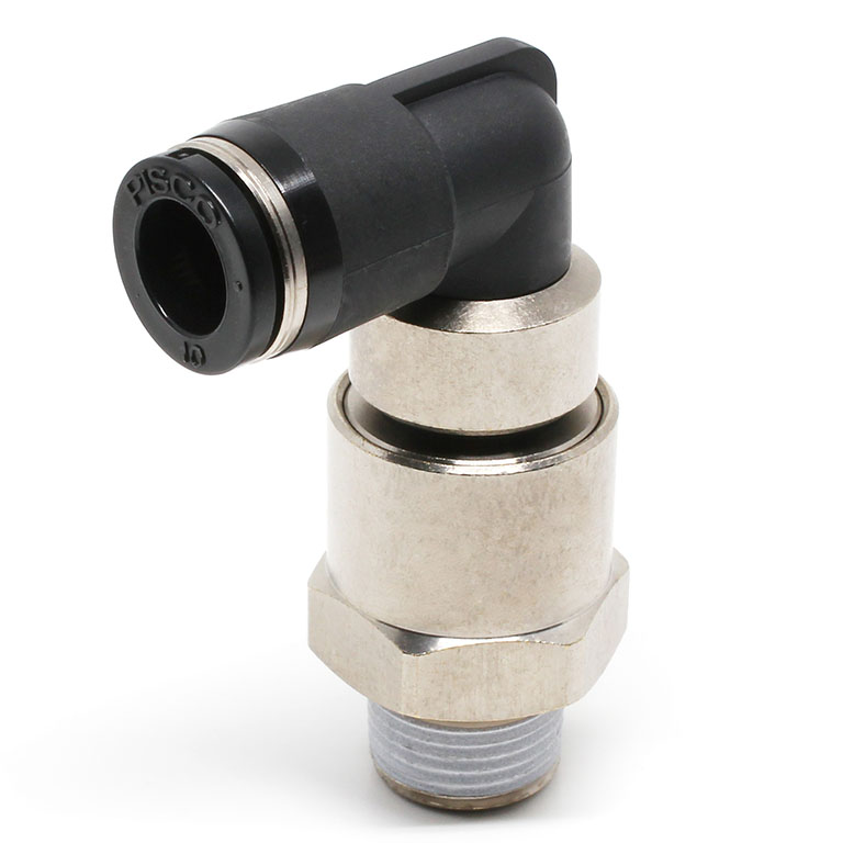 Alternative view of Đầu Nối Nhanh Khí Nén Dạng Cong 90° Ren Ngoài Có Khớp Xoay Tốc Độ Cao Pisco RHL10-03