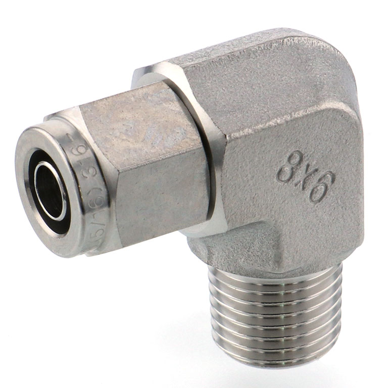 Alternative view of Đầu Ngạnh Nối Ống Có Đai Ốc Xiết Dạng Cong 90° Ren Ngoài Pisco NSL0860-02-TP