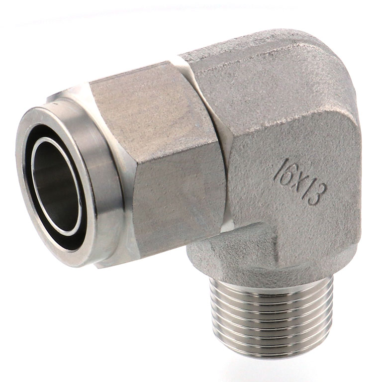 Alternative view of Đầu Ngạnh Nối Ống Có Đai Ốc Xiết Dạng Cong 90° Ren Ngoài Pisco NSL1613-03