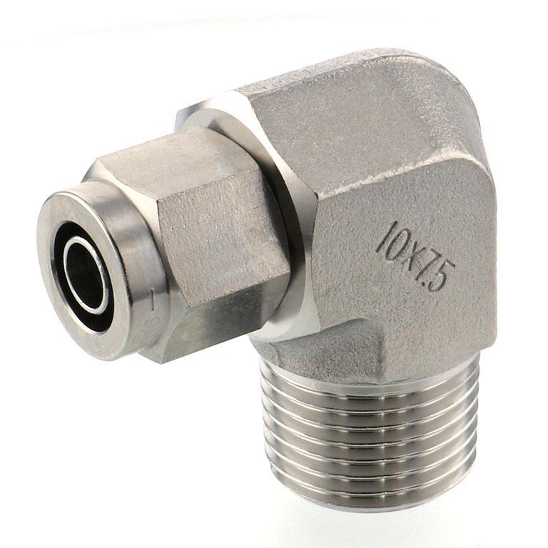 Alternative view of Đầu Ngạnh Nối Ống Có Đai Ốc Xiết Dạng Cong 90° Ren Ngoài Pisco NSL1075-04