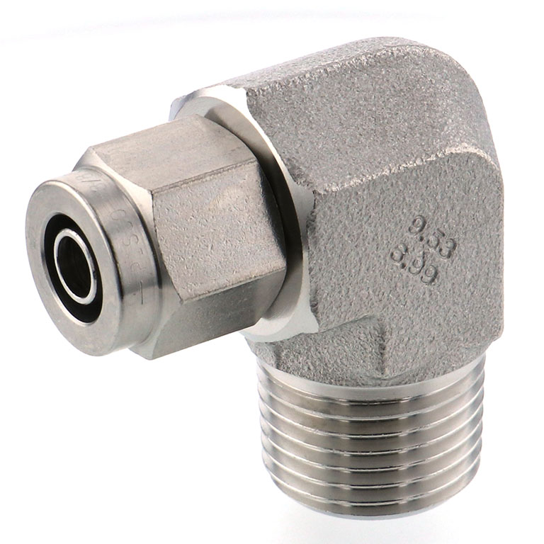 Alternative view of Đầu Ngạnh Nối Ống Có Đai Ốc Xiết Dạng Cong 90° Ren Ngoài Pisco NSL3/8-04