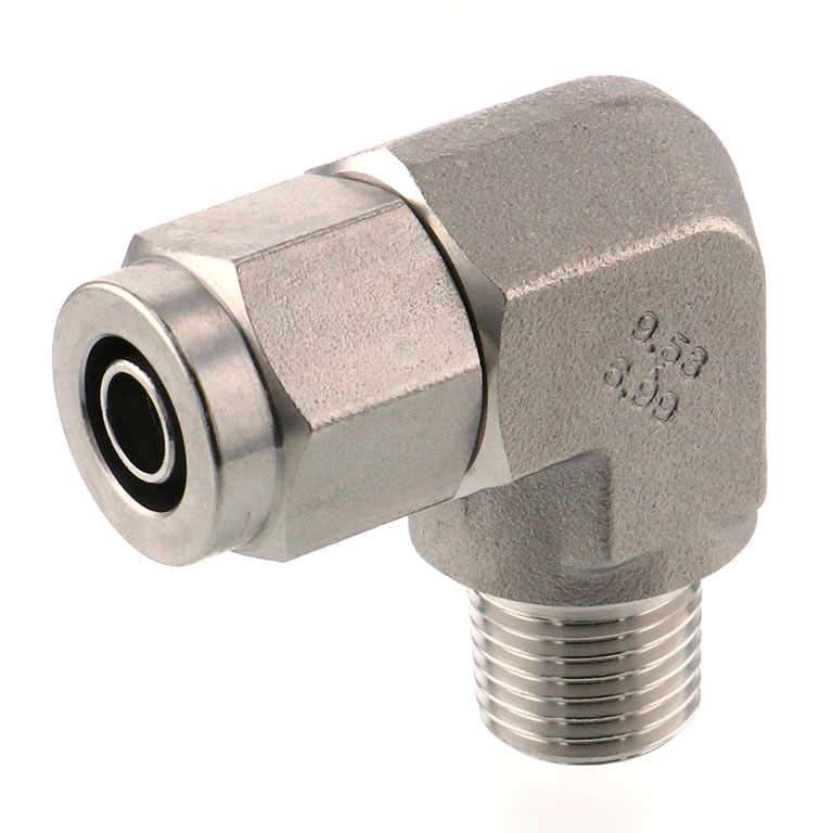 Alternative view of Đầu Ngạnh Nối Ống Có Đai Ốc Xiết Dạng Cong 90° Ren Ngoài Pisco NSL3/8-02