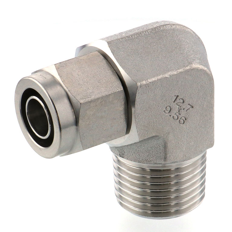 Alternative view of Đầu Ngạnh Nối Ống Có Đai Ốc Xiết Dạng Cong 90° Ren Ngoài Pisco NSL1/2-04-TP