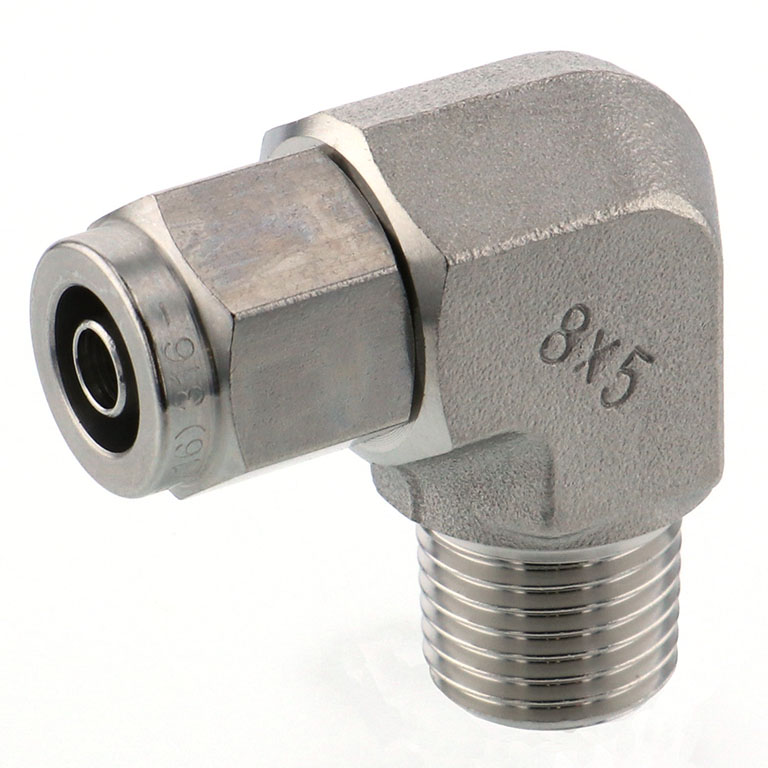 Alternative view of Đầu Ngạnh Nối Ống Có Đai Ốc Xiết Dạng Cong 90° Ren Ngoài Pisco NSL0850-02-TP