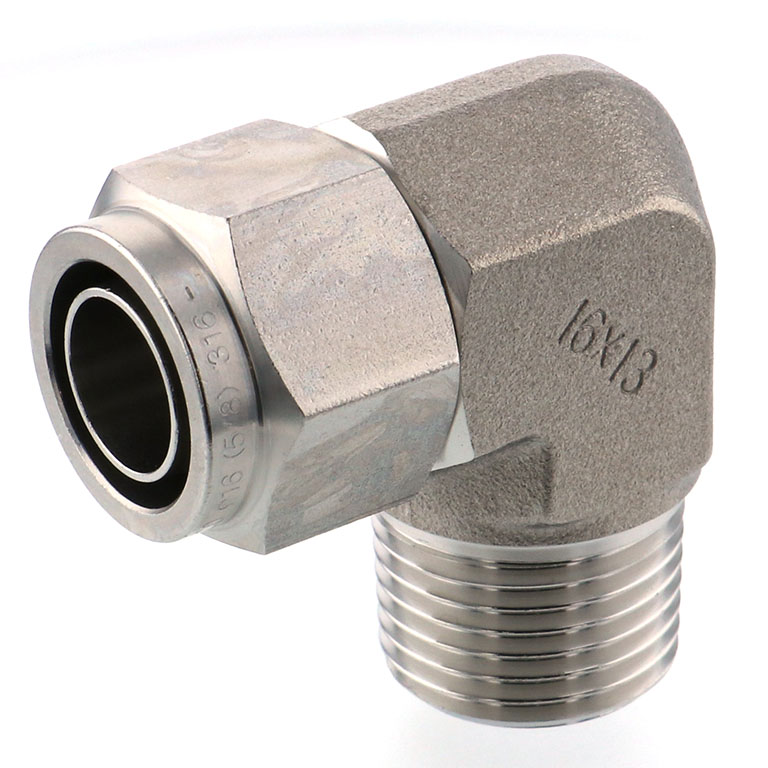 Alternative view of Đầu Ngạnh Nối Ống Có Đai Ốc Xiết Dạng Cong 90° Ren Ngoài Pisco NSL1613-04-TP