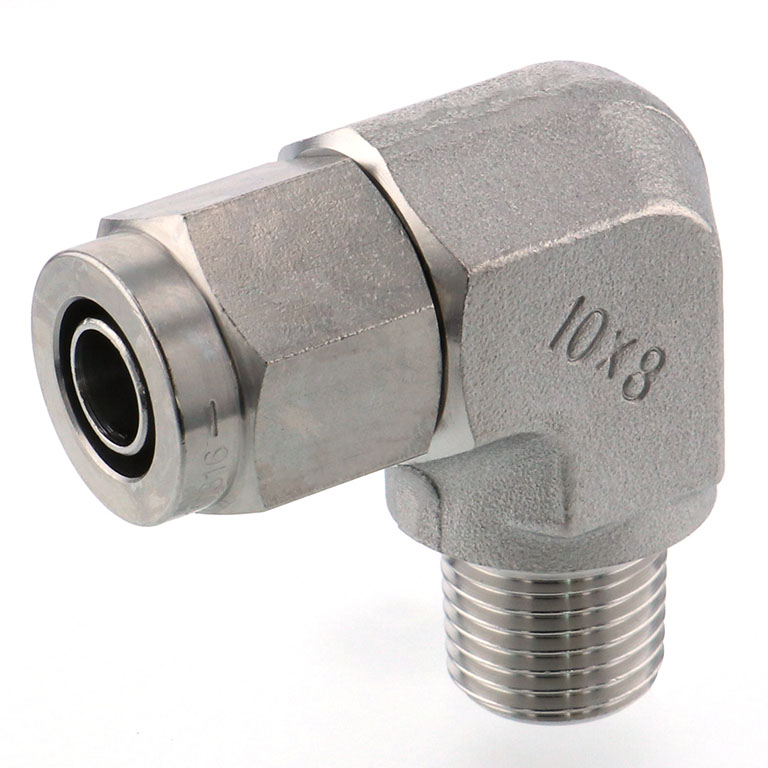 Alternative view of Đầu Ngạnh Nối Ống Có Đai Ốc Xiết Dạng Cong 90° Ren Ngoài Pisco NSL1080-02