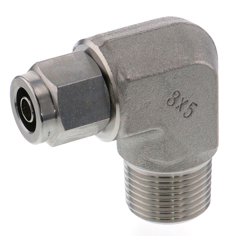 Alternative view of Đầu Ngạnh Nối Ống Có Đai Ốc Xiết Dạng Cong 90° Ren Ngoài Pisco NSL0850-03-TP