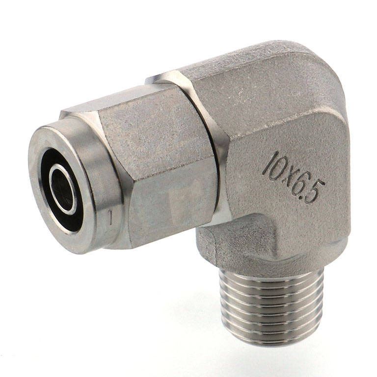 Alternative view of Đầu Ngạnh Nối Ống Có Đai Ốc Xiết Dạng Cong 90° Ren Ngoài Pisco NSL1065-02