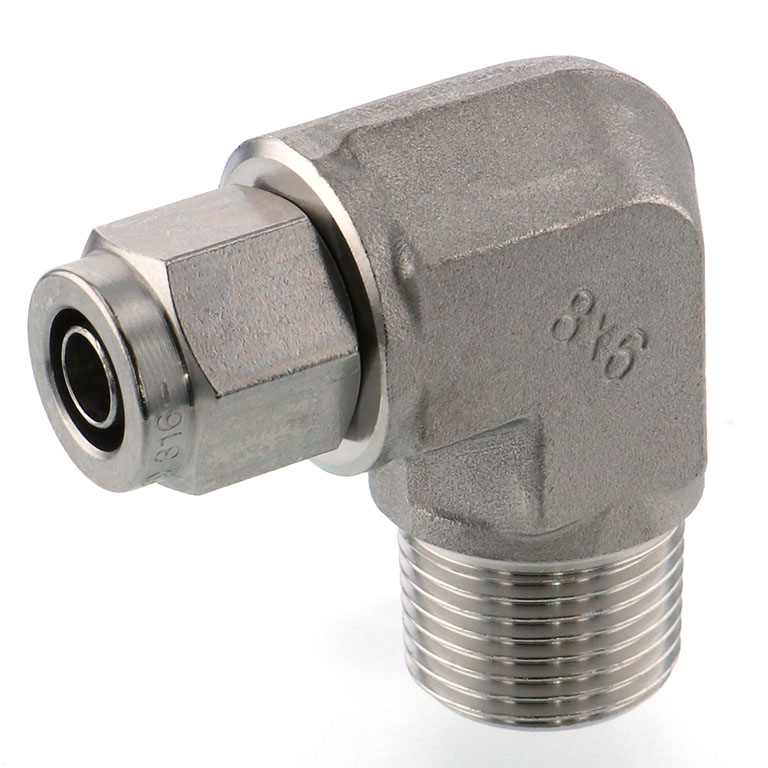 Alternative view of Đầu Ngạnh Nối Ống Có Đai Ốc Xiết Dạng Cong 90° Ren Ngoài Pisco NSL0860-03-TP