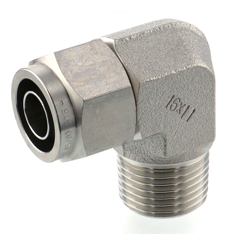 Alternative view of Đầu Ngạnh Nối Ống Có Đai Ốc Xiết Dạng Cong 90° Ren Ngoài Pisco NSL1611-04-TP