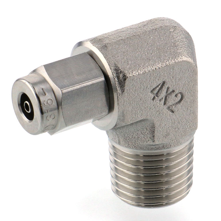 Alternative view of Đầu Ngạnh Nối Ống Có Đai Ốc Xiết Dạng Cong 90° Ren Ngoài Pisco NSL0420-02