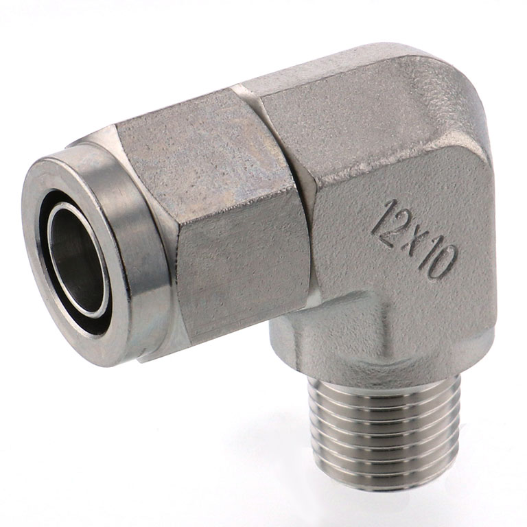 Alternative view of Đầu Ngạnh Nối Ống Có Đai Ốc Xiết Dạng Cong 90° Ren Ngoài Pisco NSL1210-02