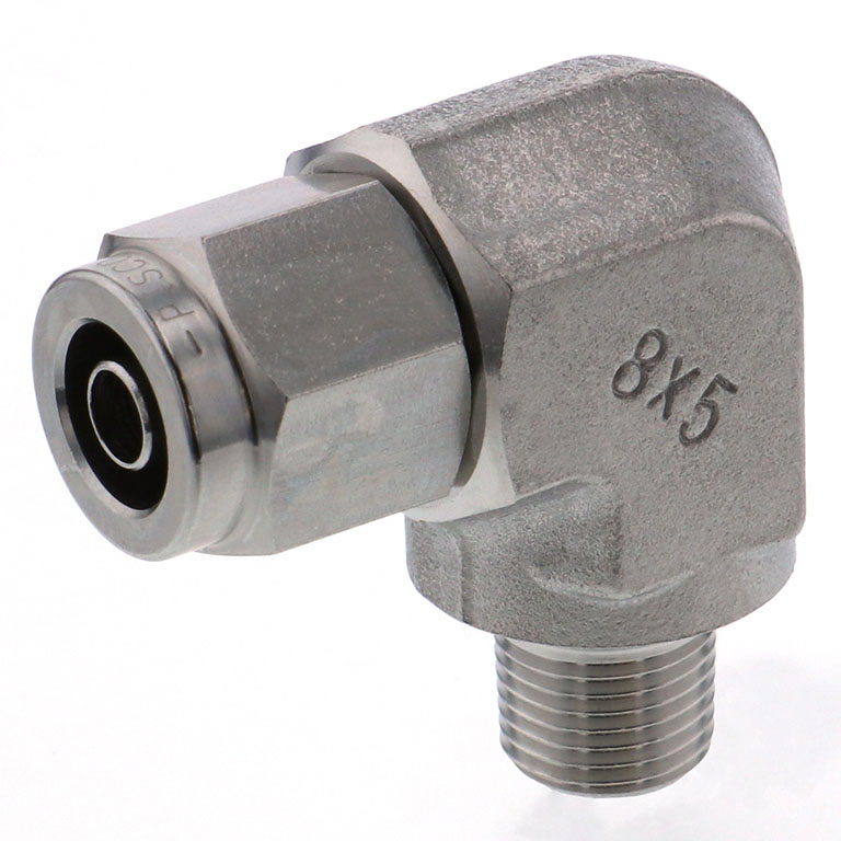 Alternative view of Đầu Ngạnh Nối Ống Có Đai Ốc Xiết Dạng Cong 90° Ren Ngoài Pisco NSL0850-01