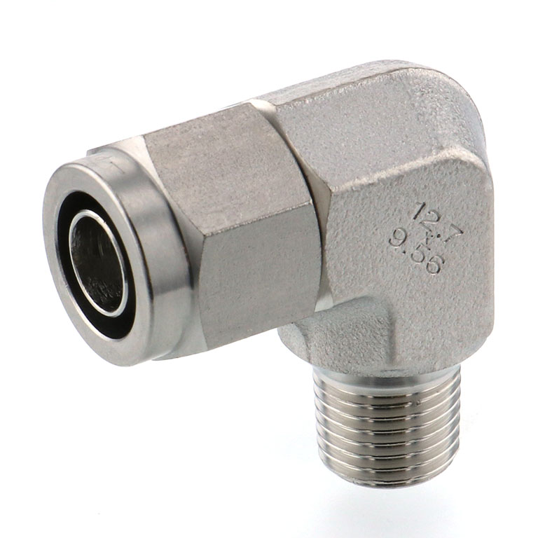 Alternative view of Đầu Ngạnh Nối Ống Có Đai Ốc Xiết Dạng Cong 90° Ren Ngoài Pisco NSL1/2-02-TP